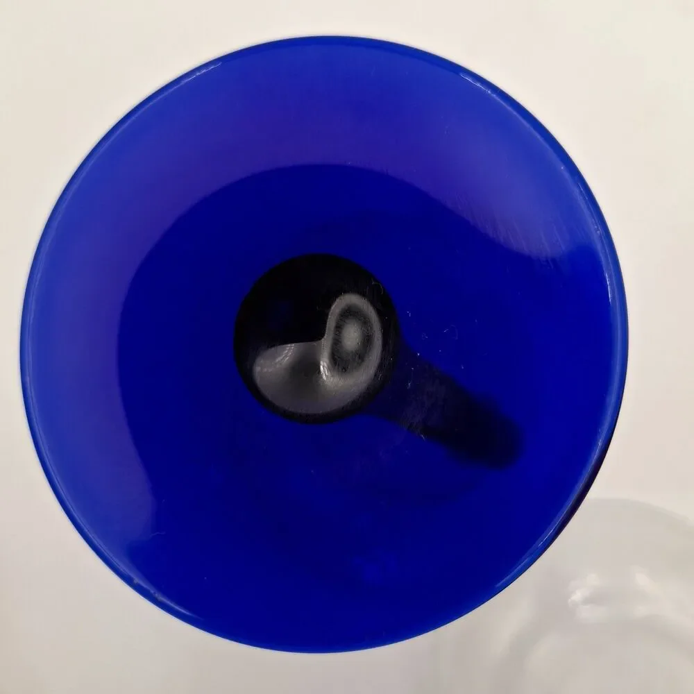 Libby Bravura Margarita Glasses Cobalt Blue Curved Stem 7.25
